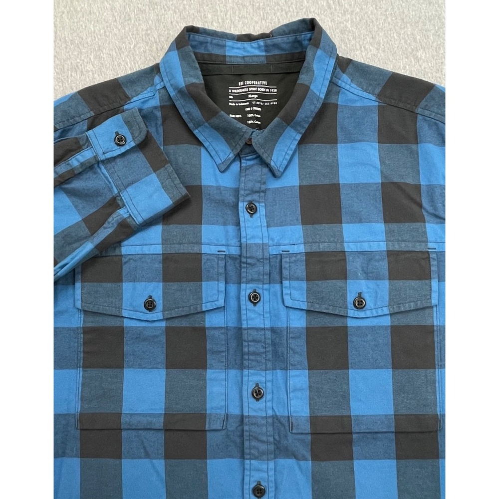 REI Cooperative Shirt MensXL 100% Cotton Plaid Pockets Button Up